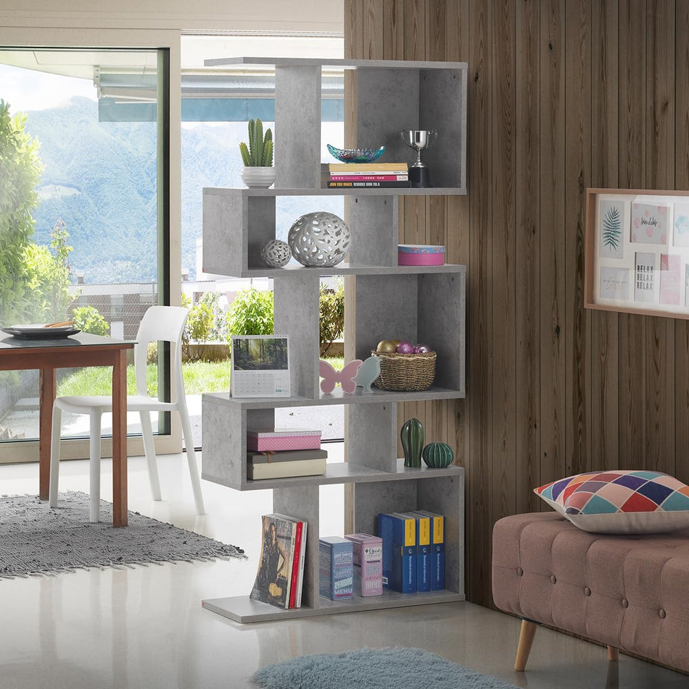 GIANTEX 5-Tier Geometric Bookshelf Set of 2, 70'' Tall Wood Freestand...