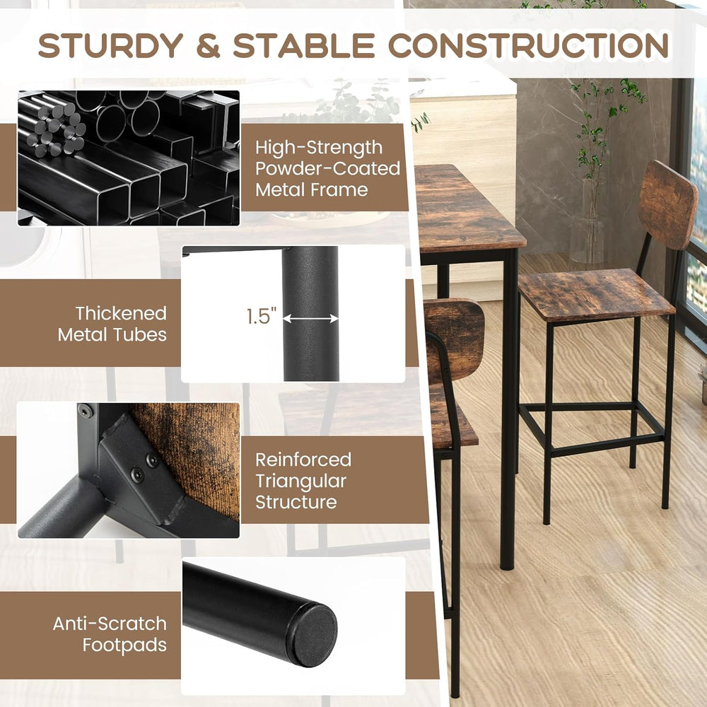 Giantex 5-Piece Dining Table Set W/Counter Height Table & 4 Bar Stools, I...