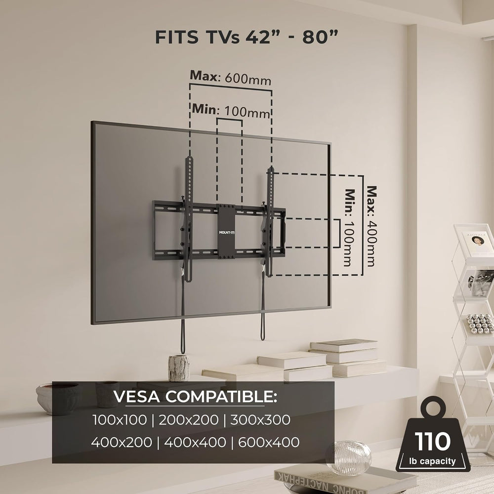 Mount-It! Tilting TV Wall Mount Bracket for 42-80 Inch TVs | Universal TV Mou...