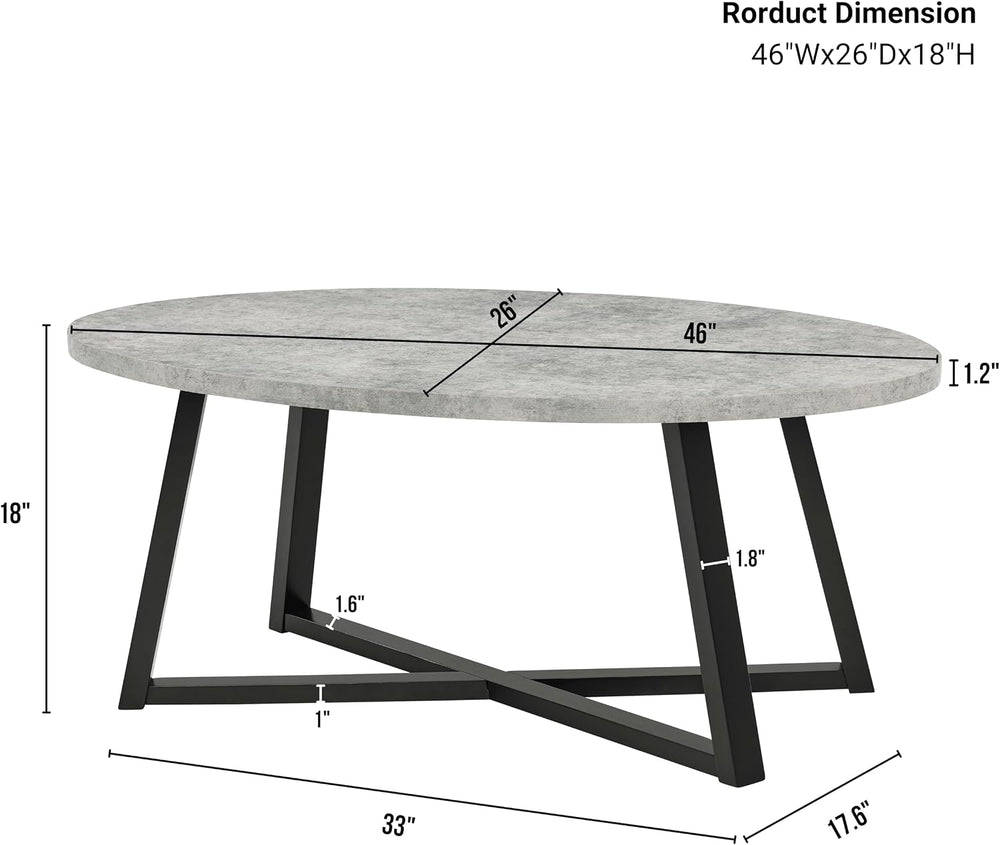 Roundhill Furniture Modern Harmony 3-Piece Wood Oval Coffee Table Set, Gray