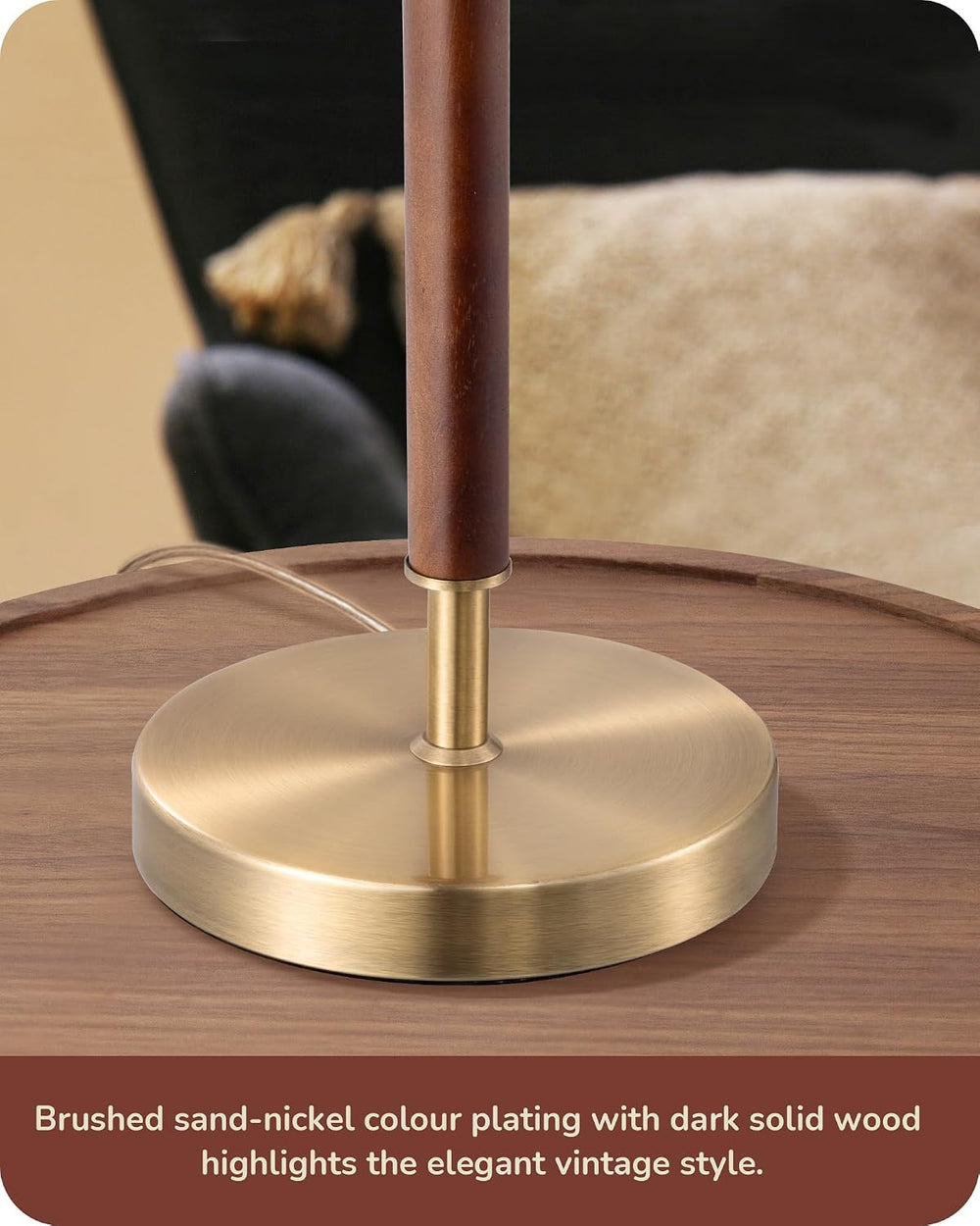 EDISHINE Mid Century Table Lamp, Bedside Lamp with Pull Chain Switch, E26