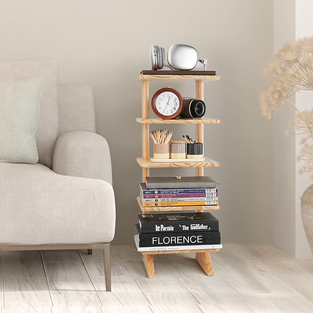 5-Tier Wooden Bookshelf for Small Spaces – Narrow Space-Saving Bookcase &...