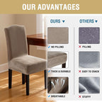 H.VERSAILTEX Dining Chair Covers Stretch for Dining Room Set of 4 Parson Chair Slipcovers Protectors, Soft Thick Solid Velvet Fabric Washable, Taupe