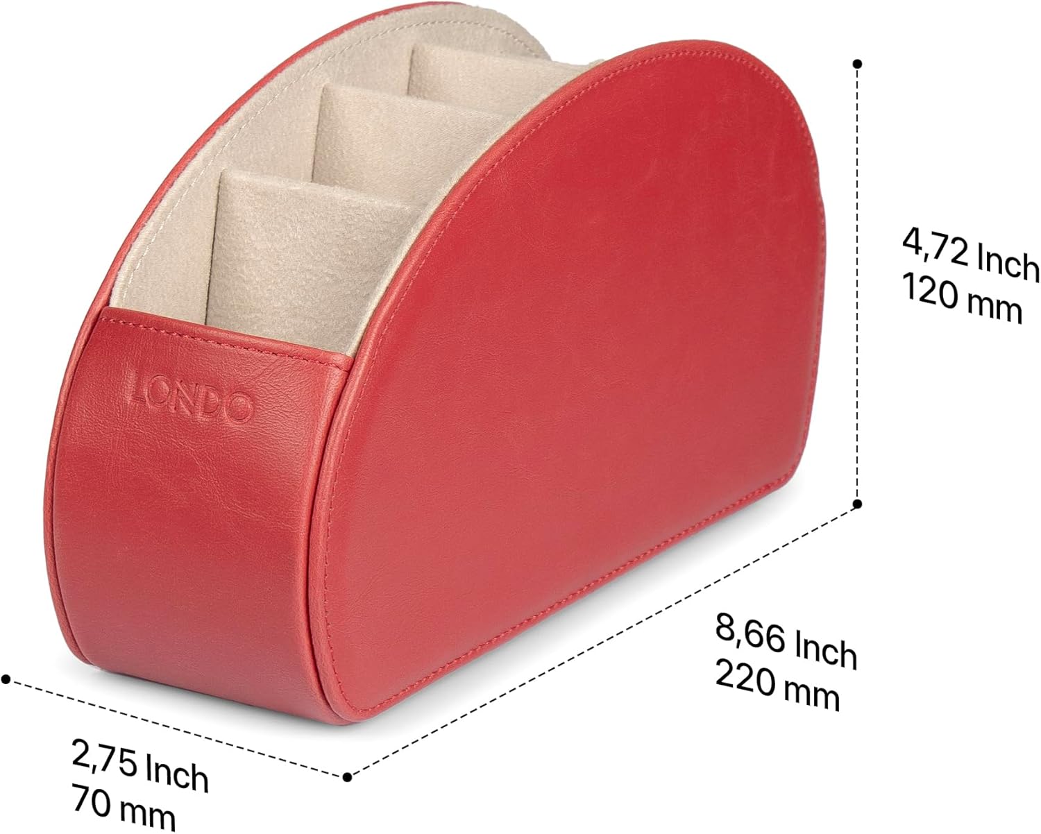 Londo Remote Control Holder with 5 Pockets - Store DVD, Blu-Ray, TV, Roku or Apple TV Remotes - PU Leather with Suede Lining - Slim, Compact Living or Bedroom Storage