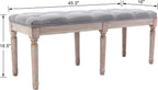 chairus Fabric Upholstered Dining Bench - Classic Entryway Ottoman Bench Bedroom Bench with Rustic Wood Legs - Gray