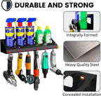 UNITEDPOWER Pneumatic Tool Holder Lockable/Aerosol Rack Combo, Wall Mounted Spray Can Bottle Holder, Air tool organizer, for Garage and Workspace, 5 Cans and 6 slots