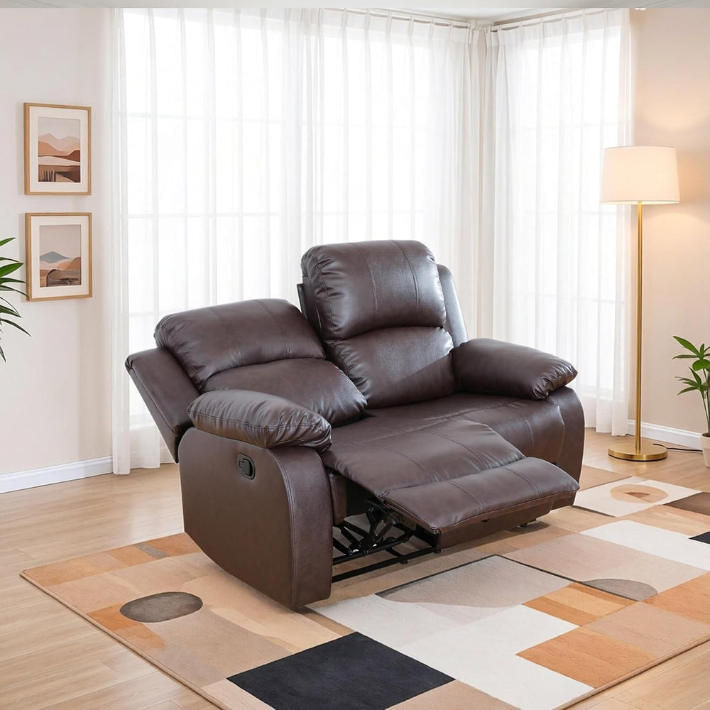 Faux Leather Manual Recliner Sofa Set, 3 Piece Living Room Furniture Set, Lov...