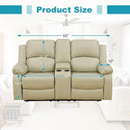 Recliner Sofa Set Couches for Living Room Chair Recycled Leather Fabric Living Room Furniture Sets, Adjusted Loveseat Reclining Couch Furniture Sofa Set for Theater Seating, Beige