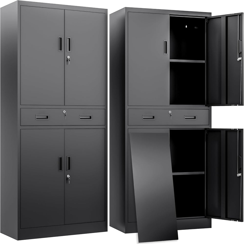 BESFUR Metal Storage Cabinet with a Drawer 4 Doors and 2 Adjustable Shelves G...