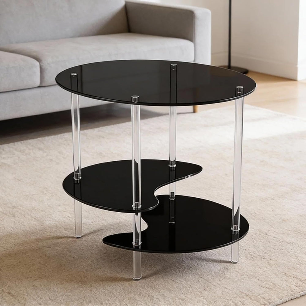 Acrylic Side Table 3 Tier Small End Table Furniture with 3 Storage Shelves Ni...
