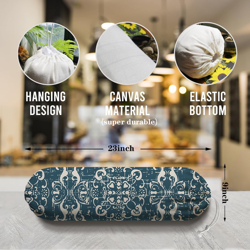 Sage Blue Plastic Bag Holder, Wall Mount Grocery Bags Organizer, Washable Car Trash Bags, Pantry Organization, Kitchen Housewarming Gifts for Women, Kitchen Pattern Garbage Bag 64