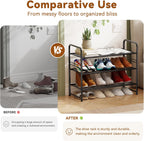 Simple Shoe Rack, 3 Tier Heavy Duty Metal Shoe Shelf 27 Inch Wide, Black