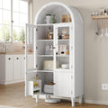 Furnify 71" Tall Arched Kitchen Pantry Cabinet with Door Shelves, White | Modern Kitchen Storage Cabinet with Doors, 3 Adjustable Shelves, Versatile Cupboard for Kitchen Dining Room Living Room