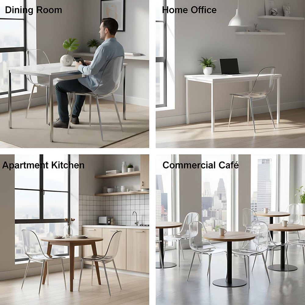 Clear Acrylic Dining Chairs Set of 6, Armless Modern Side Chairs with Transpa...