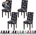 Dining Room Chair Covers - Stretch Kitchen/Dining Room Set of 4, Removable Washable Slipcovers for Home, Hotel, Banquet, Dark Grey Pattern