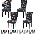 Dining Room Chair Covers - Stretch Kitchen/Dining Room Set of 4, Removable Washable Slipcovers for Home, Hotel, Banquet, Dark Grey Pattern