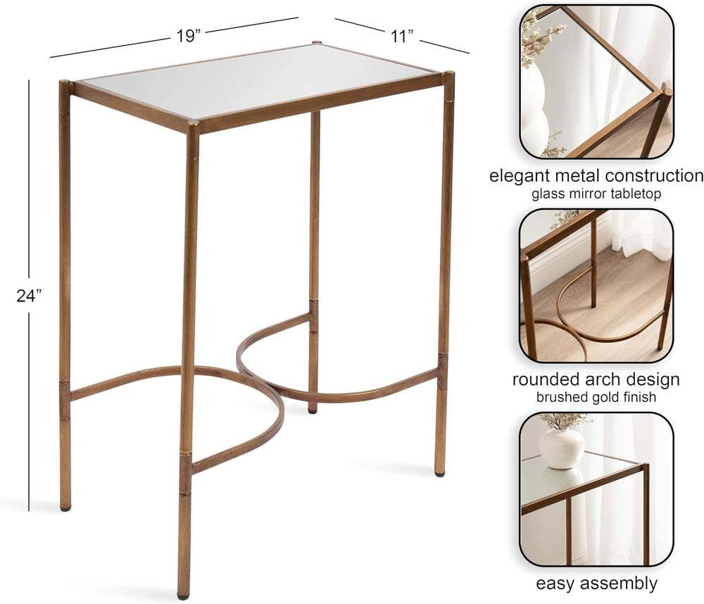 Kate and Laurel Catriona Modern Glam Metal Skinny Side Table, 19 x 11 x 24, G...