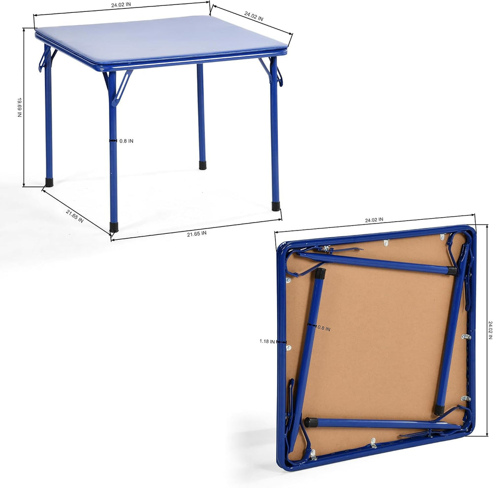 FurnitureR 5-Piece Folding Table and Chair Set, Compact Square Activity Table...