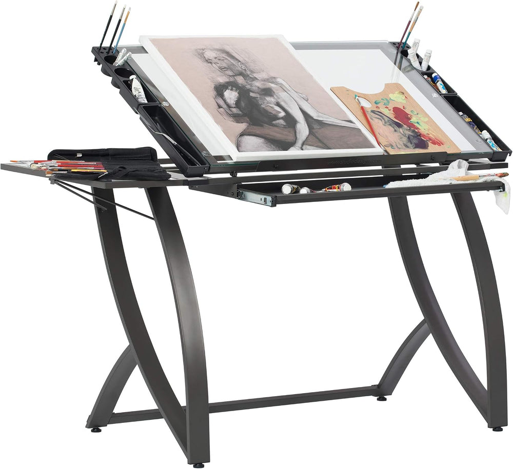 SD STUDIO DESIGNS Futura Luxe Drawing, Drafting, Craft Table with Drawer, 35&...
