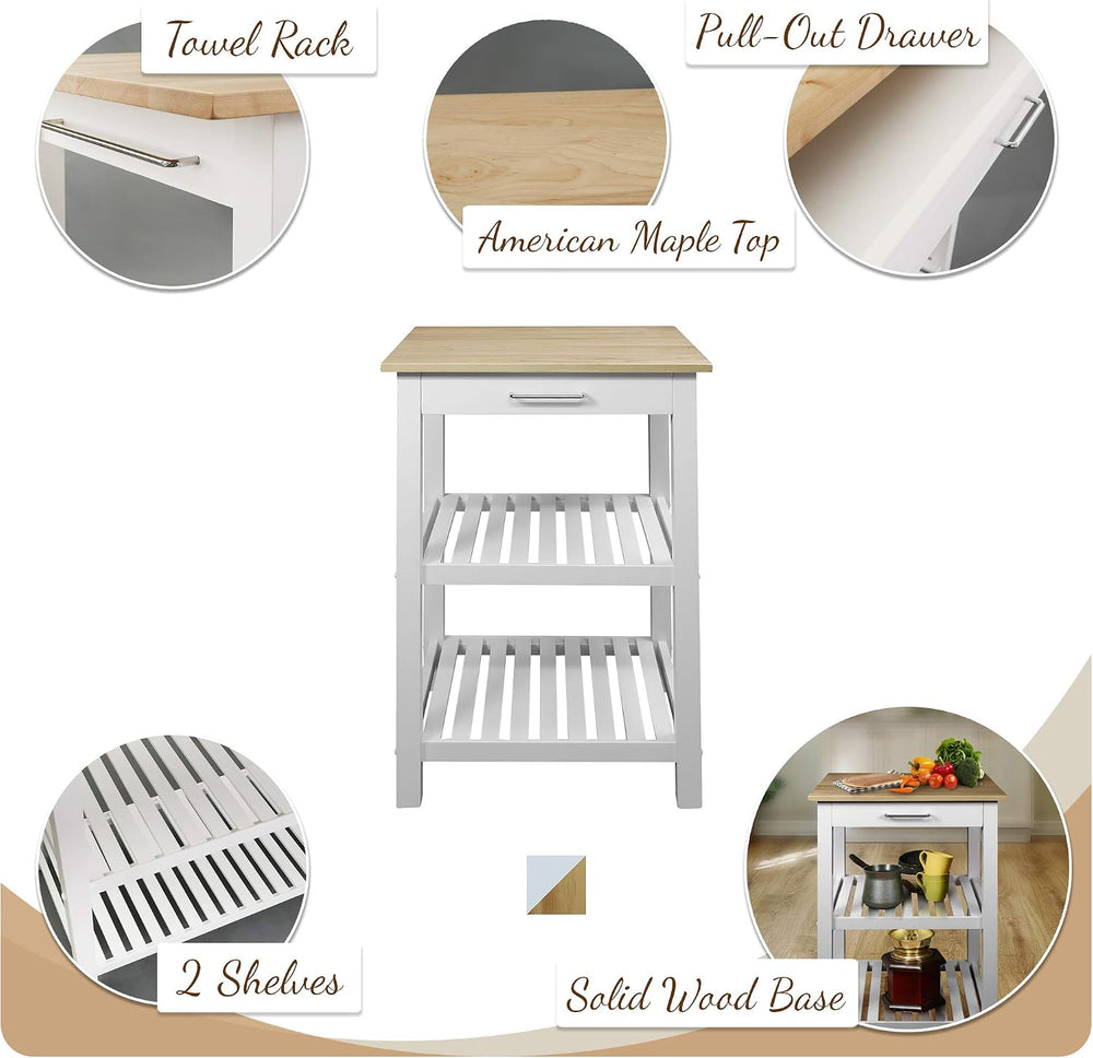 Casual Home Sunrise (Small) with Solid Harvest Hardwood Top Kitchen Island, 2...