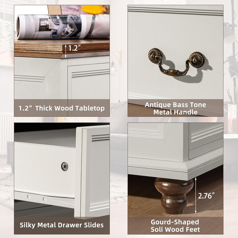 Joaxswe Farmhouse 54" 7 Drawers Dresser for Bedroom, White Wood Chest of...