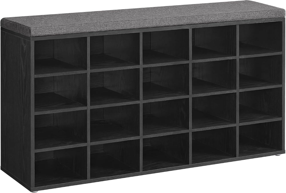 VASAGLE Shoe Bench with Cushion, 20 Compartments, 12 x 47.2 x 24.7 Inches | E...