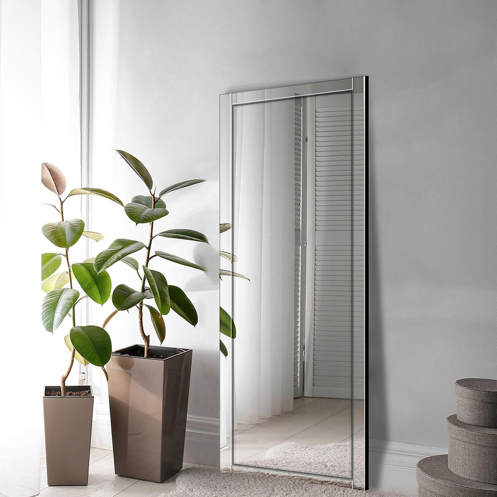 Syndra 56"x20" Wall Mounted Full Length Mirror with Reflect Frame, ...