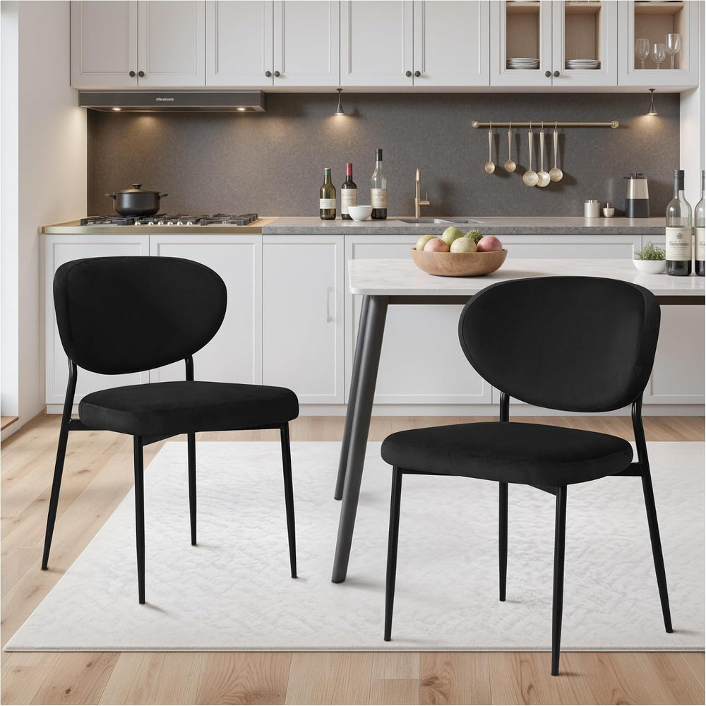 STOOLINK Black Velvet Dining Chairs Set of 2, Upholstered Kitchen Chairs | Mo...