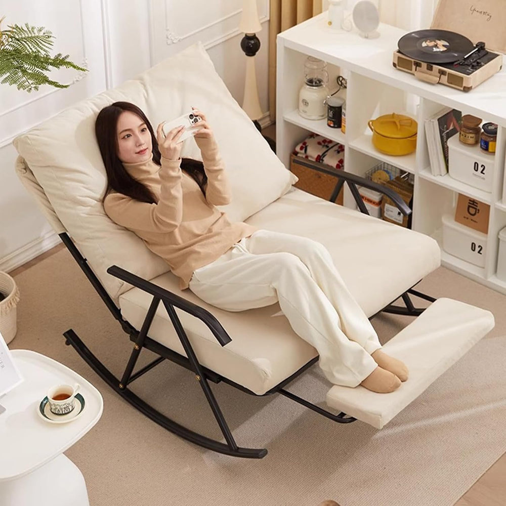 92cm Wide Double Rocking Chair,Featuring an Adjustable backrest and Retractab...