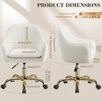 Vanity Chair with Wheels, Comfy Home Office Desk Chairs Adjustable Modern Velvet Makeup Vanity Chairs for Bedroom Living Room-Beige