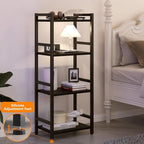 Book Shelf, 4 Tier Bookcase with Steel Frame, Stable Bookshelf Narrow Book Shelves Storage Organizer for Book CD Movie, Open Book Shelves for Living Room, Home Office, Study, Black