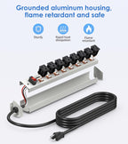 CCCEI Corner Mount Angle Power Strip, Under Cabinet Heavy Duty 8 Outlets Power Strip 20Amp, Metal Underneath Desk Plug Surge Protector, Wall Mountable, for Garage, Shop, Kitchen. 3FT Extension Cord.