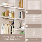 Criusia Adjustable Closet Purse Organizer Rack – 28.8" Extra-Long Shelf Divider with 6 Base Panels & 8 Dividers – Non-Slip Handbag Holder for Bags, Clothes, Kitchen, Office