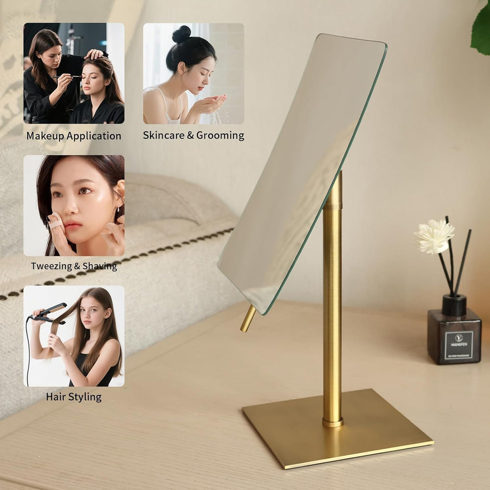 Bronze Table Standing Rectangular Vanity Makeup Mirror with 3X Magnification,...
