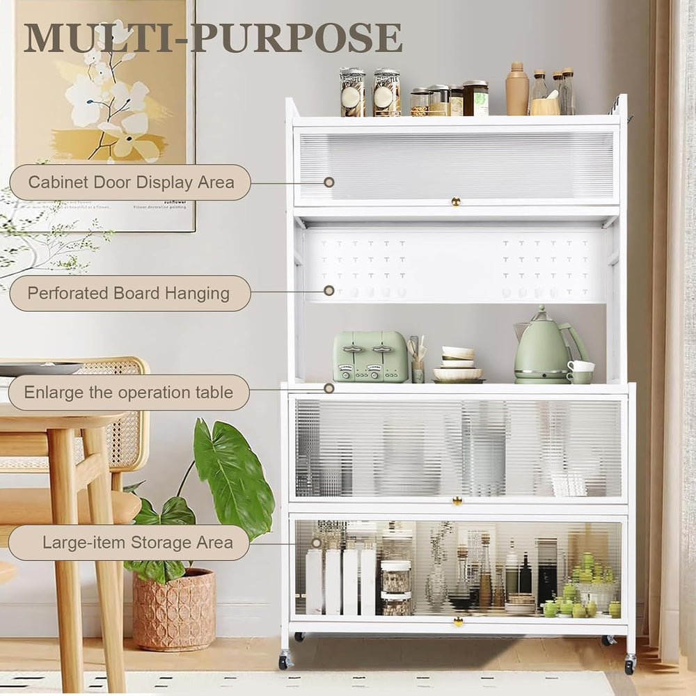 Kitchen Pantry Storage Cabinet with Shelf, Multi-Layer Metal Pantry Cabinet o...