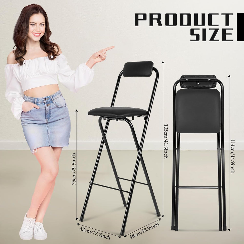Thyle 1 Pcs Folding Bar Stool with Backrest Counter Height Seat,29.5 Inch | T...