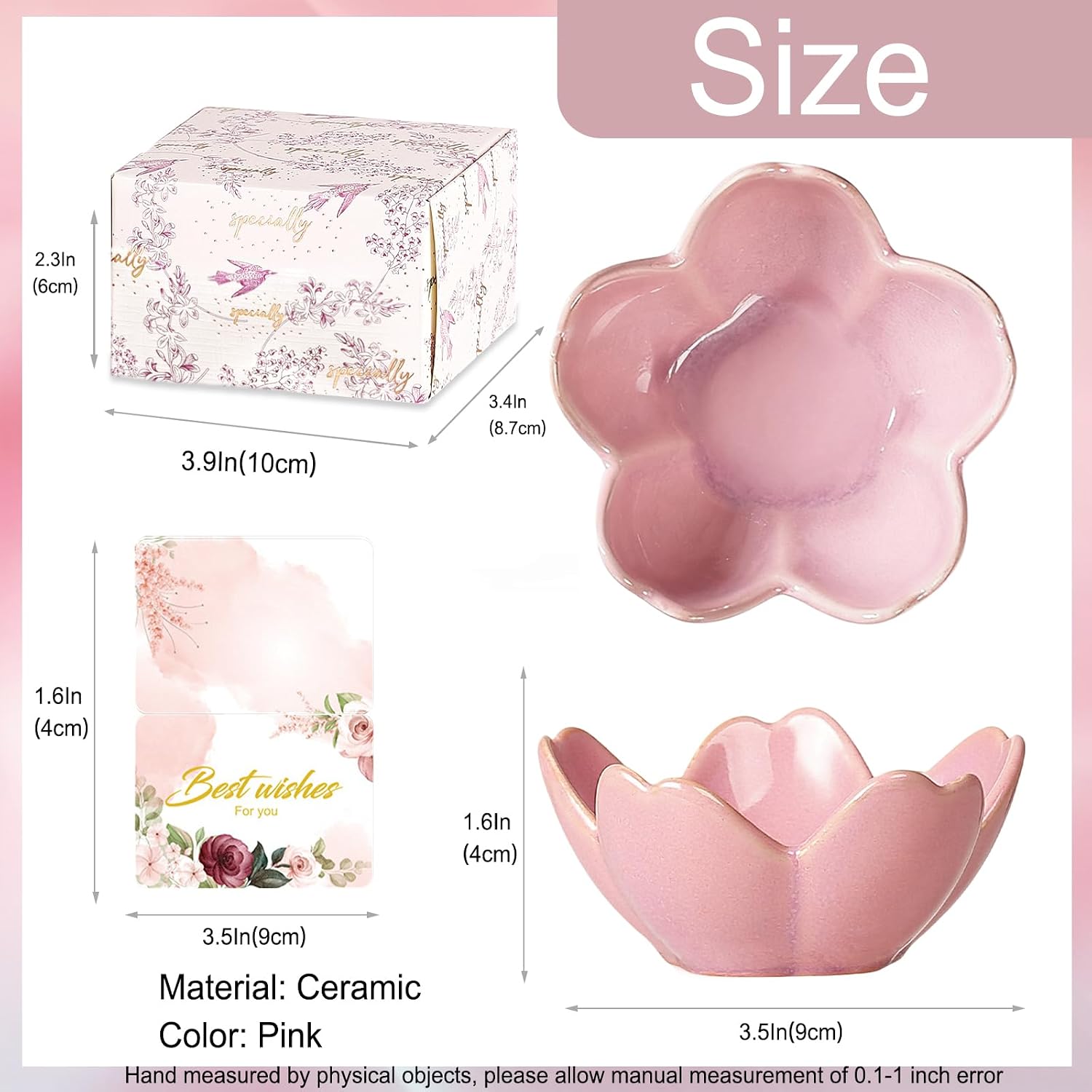 Jewelry Dish Birthday Christmas Gifts For Women Ceramic Ring Holder Jewelry Tray Vanity Organizer Pink Room Decor Aesthetic Dorm Bathroom Decor Decorative Trinket Dish for Rings Earrings Necklaces