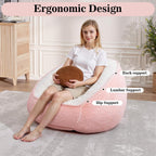 HOMMPA Bean Bag Chair for Teens Comfy Faux Fur Bean Bag Couch with Back Support Stuffed Lazy Floor Sofa for Living Room Bedroom Dorm Peach Pink