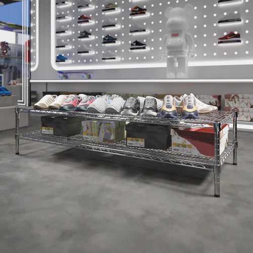 24" Deep x 60" Wide x 14" Height Wire Shelving Kit | 2-Tier | NSF Commercial Storage Rack Unit