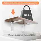White Heavy Duty Shelf Brackets 8 Inch, Extra Thick L Shelving Brackets, Rustic Gold Iron Floating Shelves Wall Mounted with Hardware for DIY Open Shelving, 4 Pack
