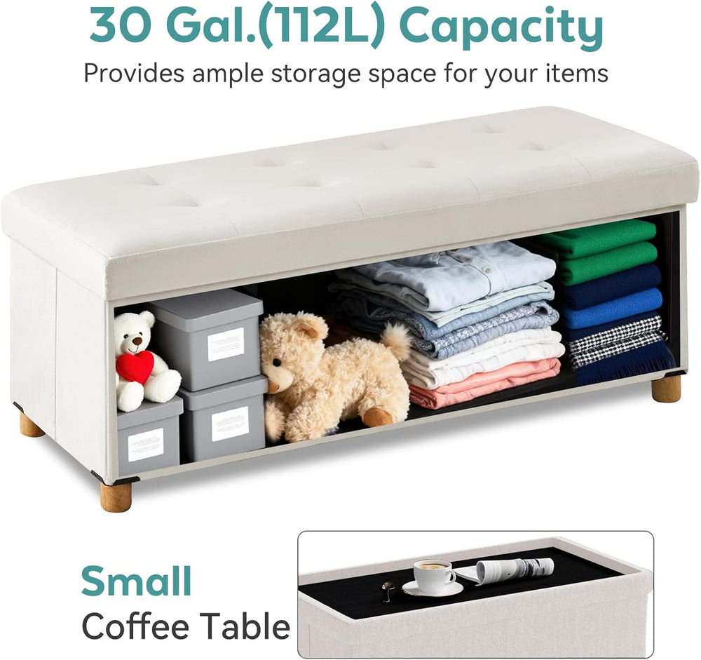 BRIAN & DANY 43 Inches Folding Storage Ottoman Bench, Ottoman with Storag...