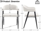 HNY Modern Dining Room Arm Chairs Set of 2, Mid-Century White Faux Sherpa Boucle Upholstered Barrel Dining Chairs with Arms, Black Metal Legs, Open-Back Kitchen Side Chair for Living Room