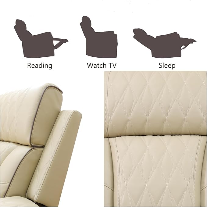 Power Recliner Chair, Leather Recliners with Home Theater Seating, Oversized Single Electric Recliner Sofa Breathable Living Room Chairs for Adults Reading Gaming, Khaki