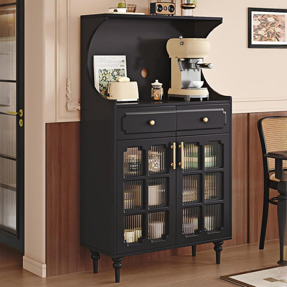 Kitchen Pantry Cabinet, Tall Storage Cabinet, Arched Bookshelf Bookcase, Coff...