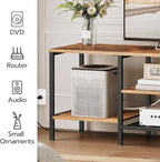 HOOBRO TV Stand with Power Outlets to 75 Inches, TV Console Table with Open Storage Shelves Cabinet, Industrial Media Entertainment Center for Living Room Bedroom, Rustic Brown and Black BF60DS01