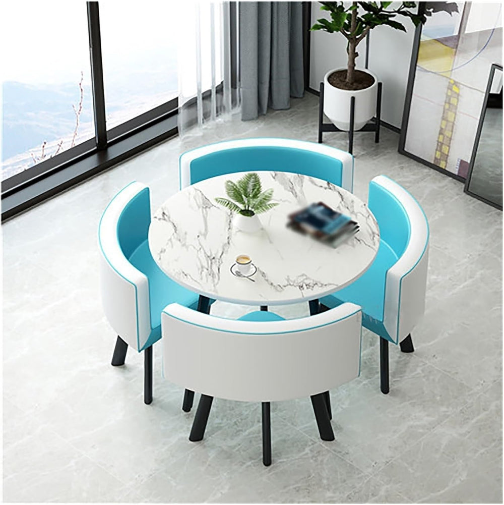 Reception Table and Chair Set, Space-Saving Small Round, Office Club Negotiat...