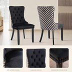 SoarFlash Kitchen Table and Chairs for 2, 31.5" Dining Table Set for 2 with Velvet Upholstered Chairs, 3 Piece Round Kitchen Table Set, Dining Room Table Set for Small Space, Apartment, Black/Black