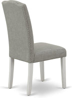 East West Furniture X097EN206-6 6 Piece Dining Set Contains a Rectangle Dining Room Table with X-Legs and 4 Dark Shitake Linen Fabric Parson Chairs with a Bench, 40x72 Inch, Multi-Color