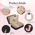 TopPerfekt Travel Jewelry Case, Jewelry Box with Mirror, Jewelry Organizer Bridal Shower Gifts to Her, Earring Storage Travel Case, Trendy Gift for Women and Girls, Girlfriend-Letter J, Black