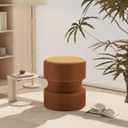 Foldable Paper Stool - Creative Accordion Design, Portable Expandable Round Stool for Home & Commercial Use, Footrest Seat for Entryway, Living Room or Retail Stores (Brown, H16in*D14in)